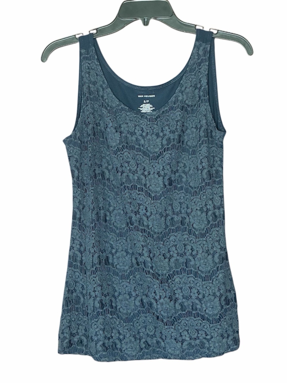 Van Heusen Navy Lace Overlay Camisole, Petite Small (S/P)